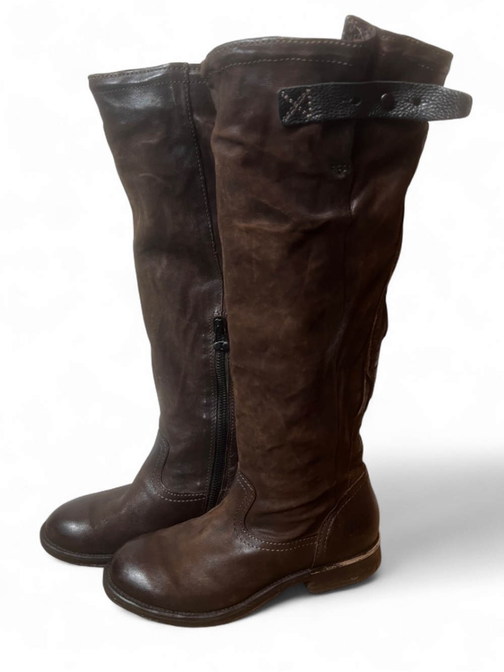 A.S.98 Distressed Leather Chocolate Brown Knee High Boots Size 36/ US 5.5-6